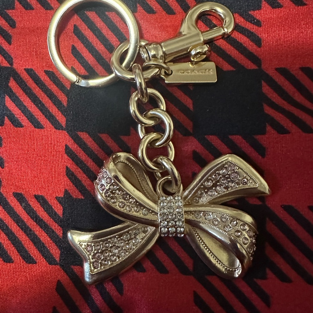 Coach Gold Bow Keychain with Rhinestones - Picture 3 of 5